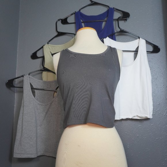 Amazon Tops - Amazon Womens Bundle (5) Multicolor Basic Sleeveless Crop Tank Tops Size Medium